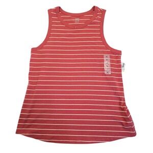 Old Navy Tank Top Women XL Terracotta White Striped Casual Nautical Coastal Vaca